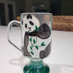 Handpainted Panda glass with name ALYSSA